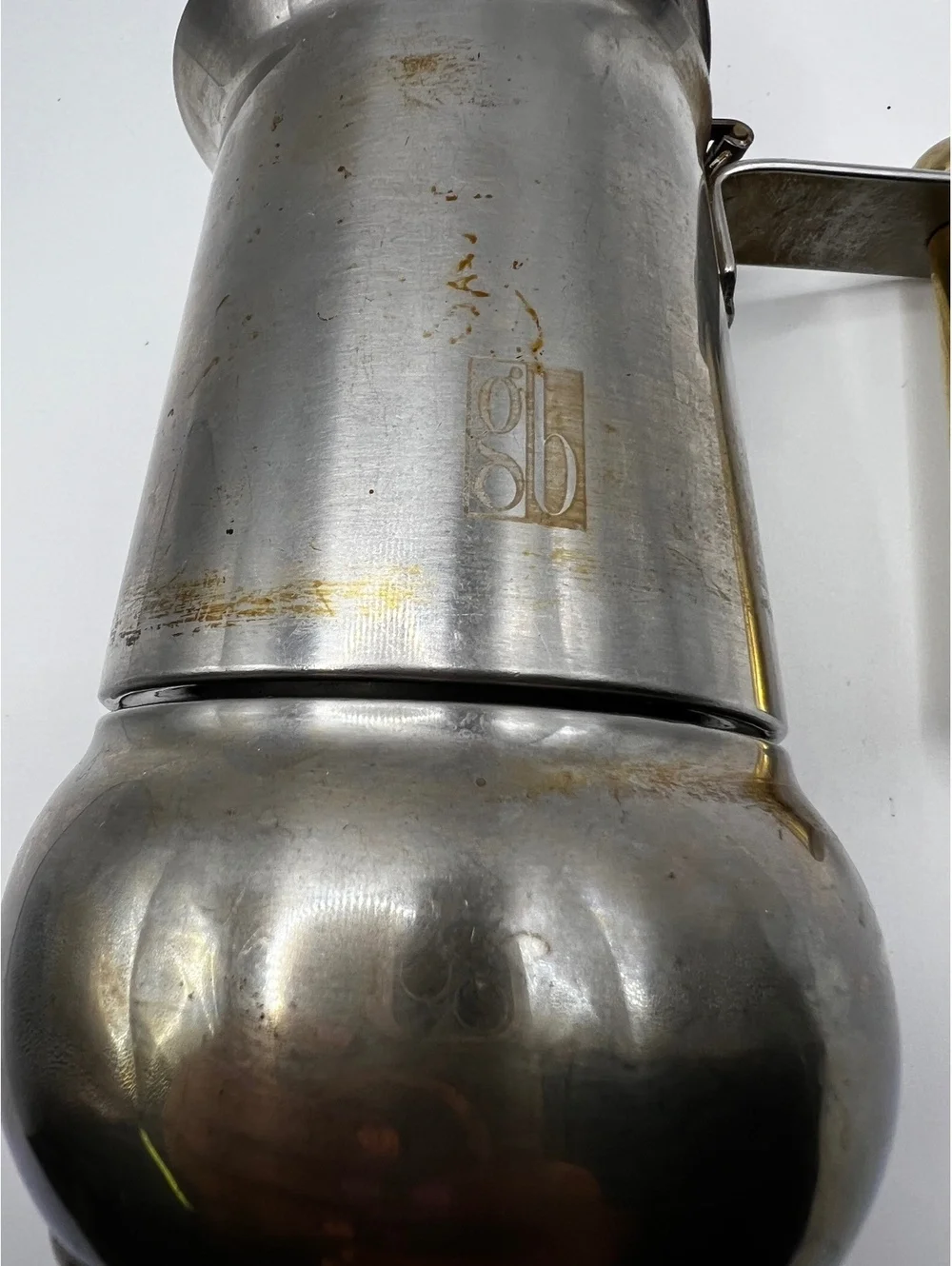 Vintage Espresso GB Single cup machine INOX 1810 Made in Italy gold handle